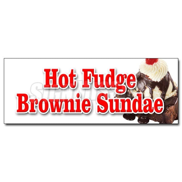 Amistad 24 in. Hot Fudge Brownie Sundae Decal Sticker - Ice Cream Dessert Cones Fresh Made AM3920868 - main
